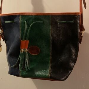 Dooney & Bourke Black and Green Leather Shoulder Bag